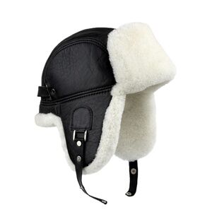 Shearling Sheepskin Leather Trapper Hat Aviator winter hat Ushanka with ear flap